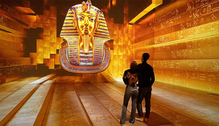 Amazing Tutankhamun The Immersive Exhibition inside the Grand Egyptian Museum.